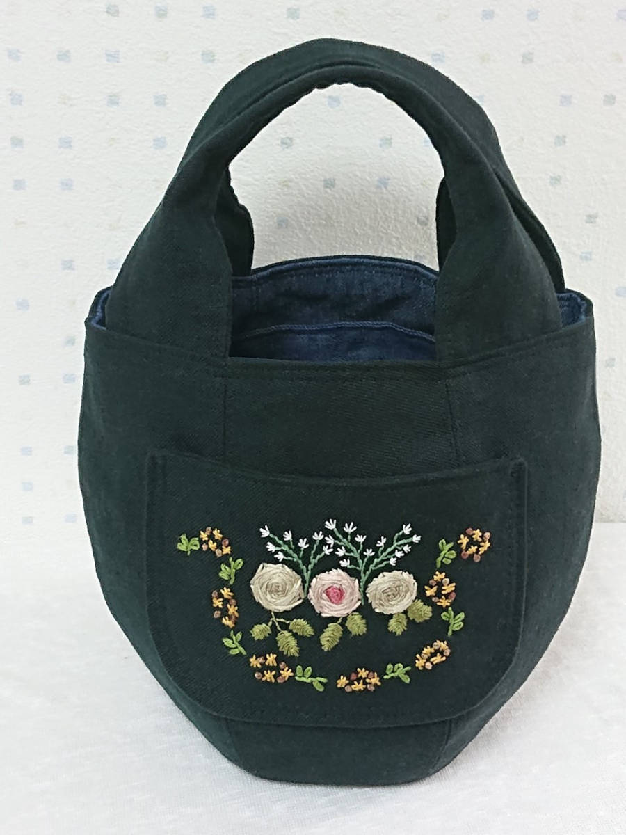 全国無料，品質保証 ミニ薔薇模様の手刺繍 コロンとしたブラック色のミニバッグ ハンドメイド(女性用)｜売買されたオークション情報、yahooの商品情報をアーカイブ公開 - オークファン 女性用