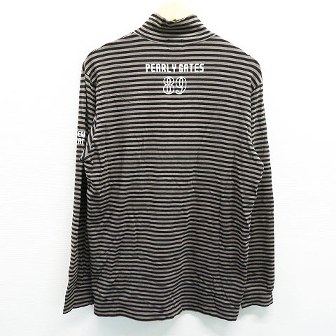 PEARLY GATES パーリーゲイツ ハイネック長袖シャツ ボーダー グレー系