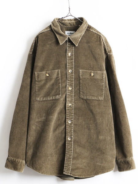 【100%新品，定番人気】 90's 旧タグ LLBEAN エルエルビーン ポケット付き 太畝 コーデュロイ 長袖 シャツ メンズ 男性 XL 古着 LLビーン オリーブ 厚手(男性用)｜売買されたオークション情報、yahooの商品情報をアー 男性用