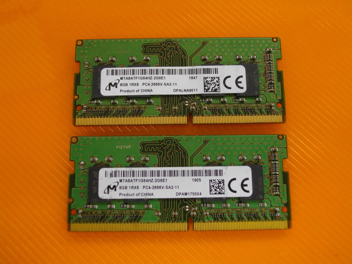 Micron 8GB PC4-21300 Memory DDR4 PC4-2666V メモリ 1Rx8 ノート用 