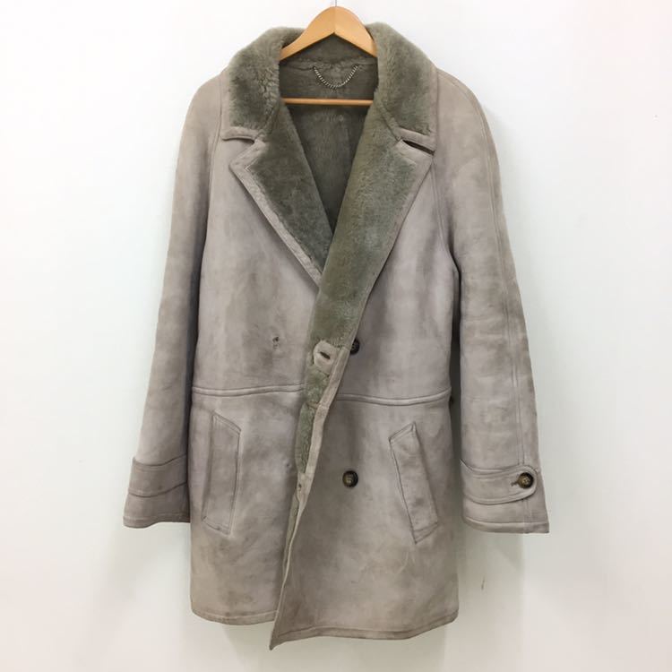 M151 高級 本革 LANVIN ランバン ムートンコート ダブル ボタン コート