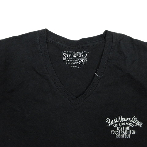 ストゥージ＆コー STOOGE&CO Tシャツ 半袖 Vネック プリント ロゴ 