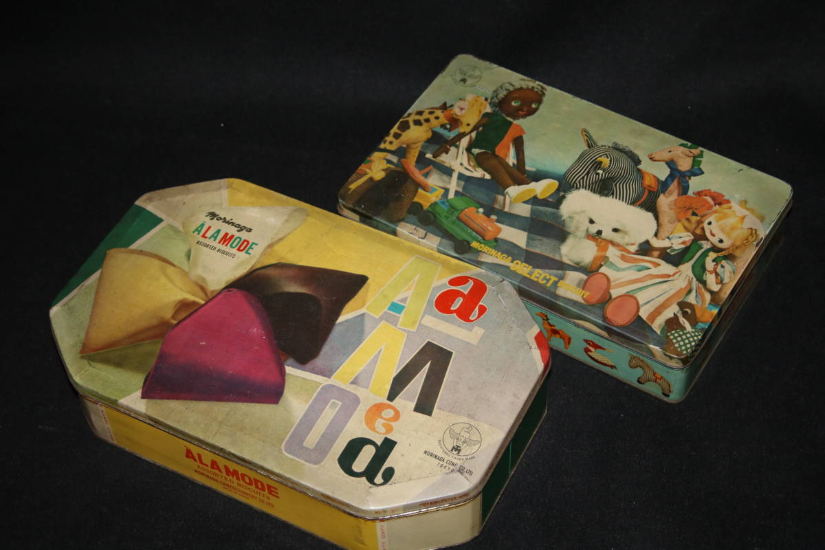 森永製菓ビスケットの缶 ビンテージ お菓子の空き缶 昭和レトロ