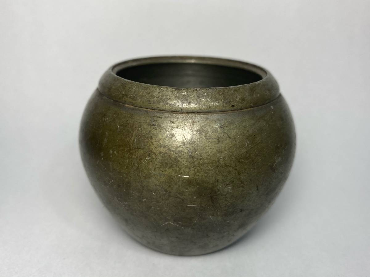 煎茶道具 茶壷 茶入 造 汲古 茶人山水図 四方式 茶壺 純錫