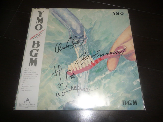 YMO/BGM サイン付き LP 高橋幸宏 細野晴臣 坂本龍一 YMO 坂本龍一 細野晴臣
