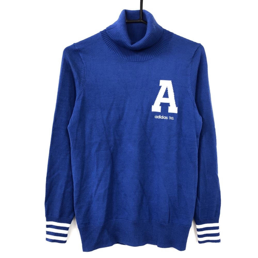 - adidas アディダス ライトブルー×白 新品アディダス 半袖ポロシャツ 前上部 タートルネック クロップド ブルー ハイネック セーター（ジェンダー ニット ジャパン | クルー