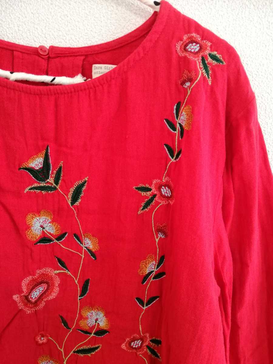 Zara ザラガールズ 花柄刺繍フレアワンピース 長袖 サイズ10 140cm レッド 赤色 綿100 女の子用 売買されたオークション情報 Yahooの商品情報をアーカイブ公開 オークファン Aucfan Com