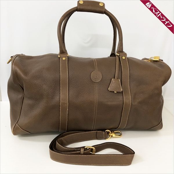 Fendi ボストンバッグ ブラウン フェンディ ボストンバッグ レザー 2way 茶系 ショルダーストラップ