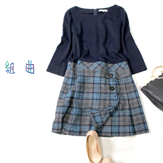 オンワード樫山 Kumikyoku 組曲 綺麗め ジャージー生地切り替え ウールツイード ワンピース 2号 秋 冬 a10 Mサイズ 売買されたオークション情報 Yahooの商品情報をアーカイブ公開 オークファン Aucfan Com