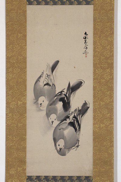 渡辺南岳 和美人矮狗図 | 古美術瀬戸 真作渡辺南岳⁄芦鷺烏瓜に烏図