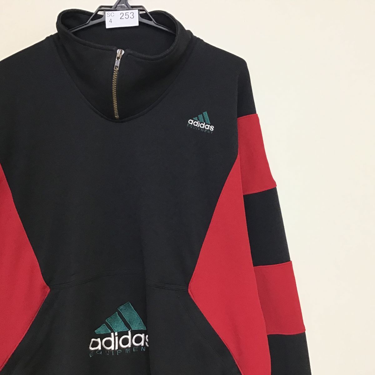 アディダス★レアデザイン 袖刺繍ロゴ 切替 トラックジャケット XL相当 SC4-253 ◇90年代製◇USA仕入◇[adidas EQUIPMENT アディダス] ロゴ