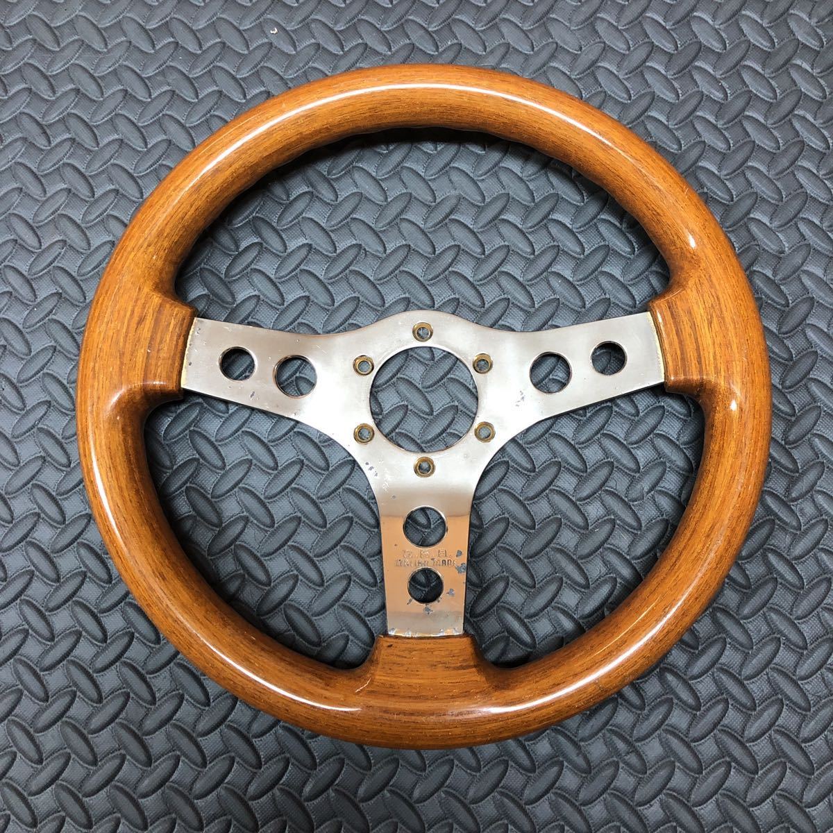 28パイ オバステ オバハン OBA ステアリング 当時物 旧車 ウッドステアリング OBA 当時物 希少の長穴タイプ 28パイウッド