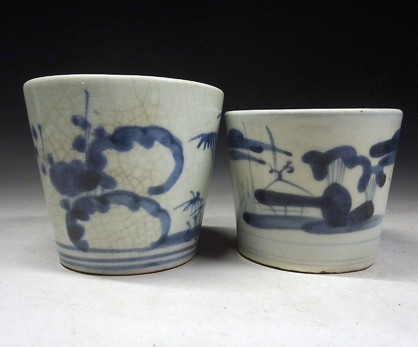古伊万里　蕎麦猪口　4個セット 緑屋hc□ 時代物 古染付 蕎麦猪口 4客 古伊万里 i9/9-4800/12-4#60 ご