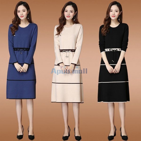 ニットワンピース レディース 秋冬 きれいめ ニットワンピース 膝丈 長袖 ボーダー柄 チュニック フレアワンピース セーター 大人可愛い Lサイズ 売買されたオークション情報 Yahooの商品情報をアーカイブ公開 オークファン Aucfan Com