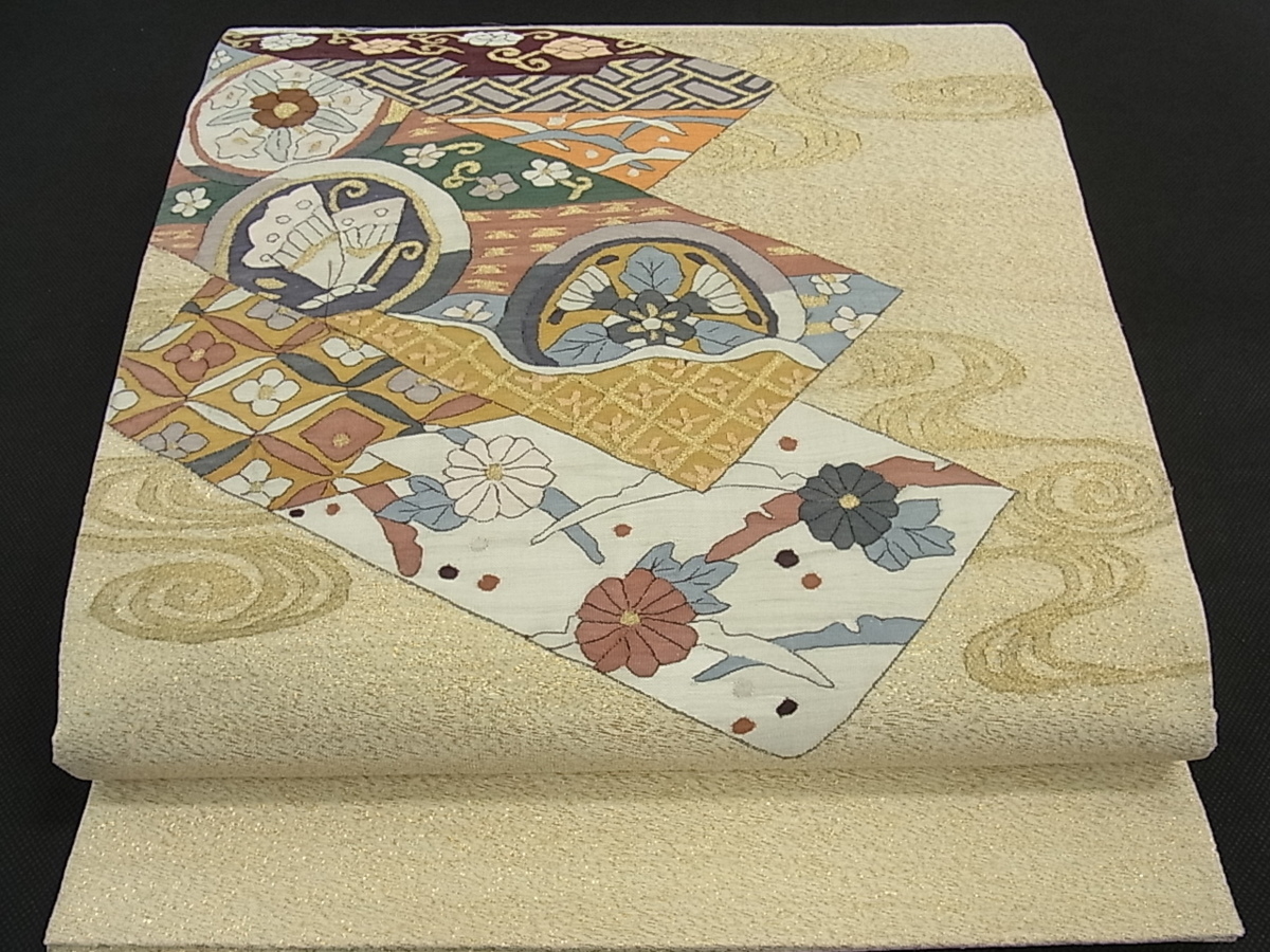 花美人□極上 明綴れ 六通柄袋帯 飾花文 金糸 逸品 v380 【公式通販】