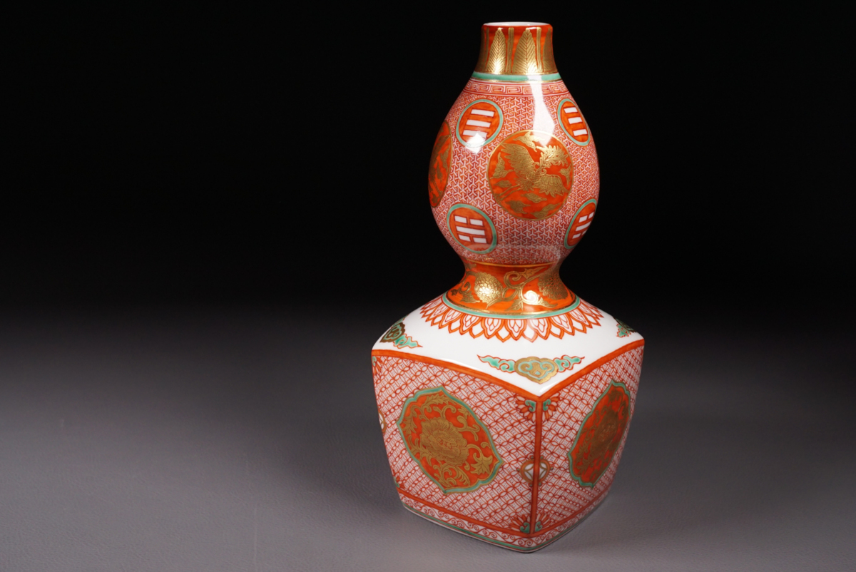 古多】西村徳泉 金襴手 瓢形 花入 y5◇華道具/在銘/共箱 | CHIMIVER.BY