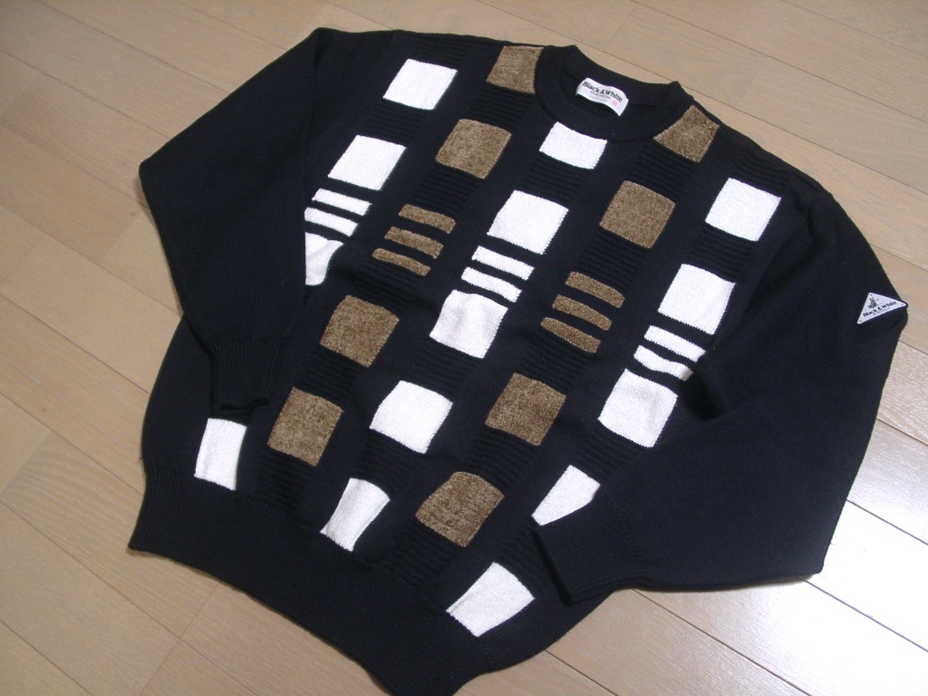 【SALE，定番】 ブラック＆ホワイト お洒落な黒セーター Ｍサイズ(セーター)｜売買されたオークション情報、yahooの商品情報をアーカイブ公開 - オークファン セーター