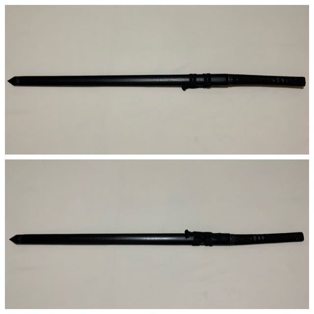 模造刀 直刀 メルカリ - 忍者拵え 鍔無し 黒柄黒鮫皮 高級模造