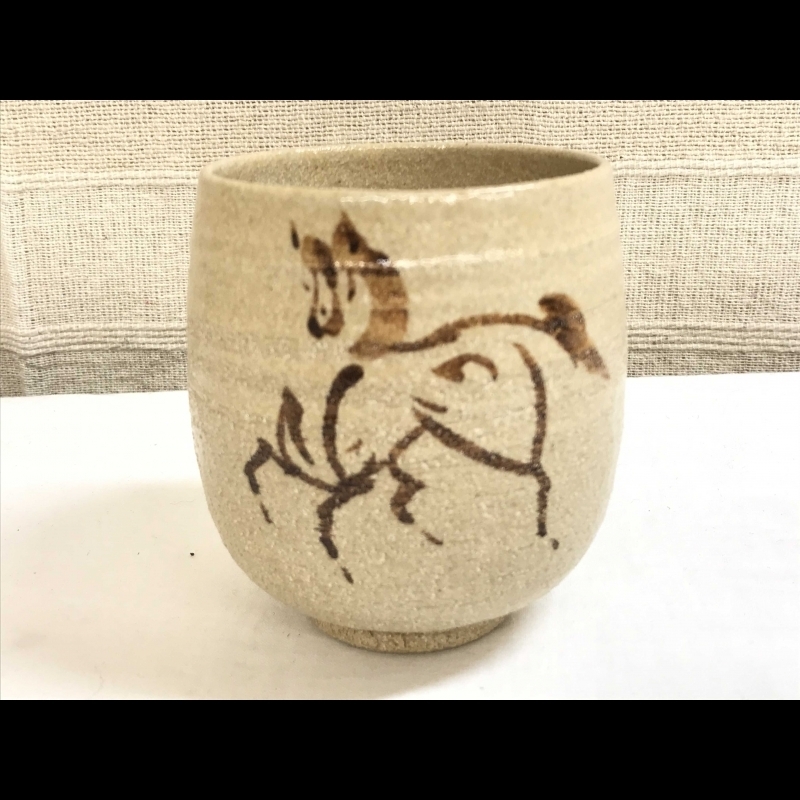 相馬焼 田代法橋款 駒文茶碗 【公式通販】