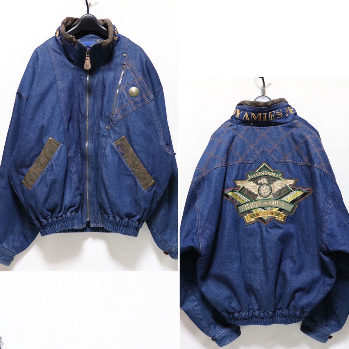希少【hardy amies】刺繍/90s vintage/デニム/中綿/ボンバージャケット 
