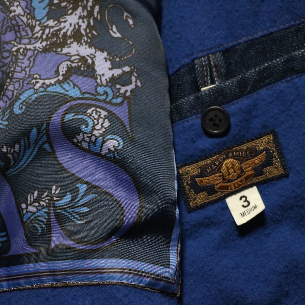 希少【hardy amies】刺繍/90s vintage/デニム/中綿/ボンバージャケット 