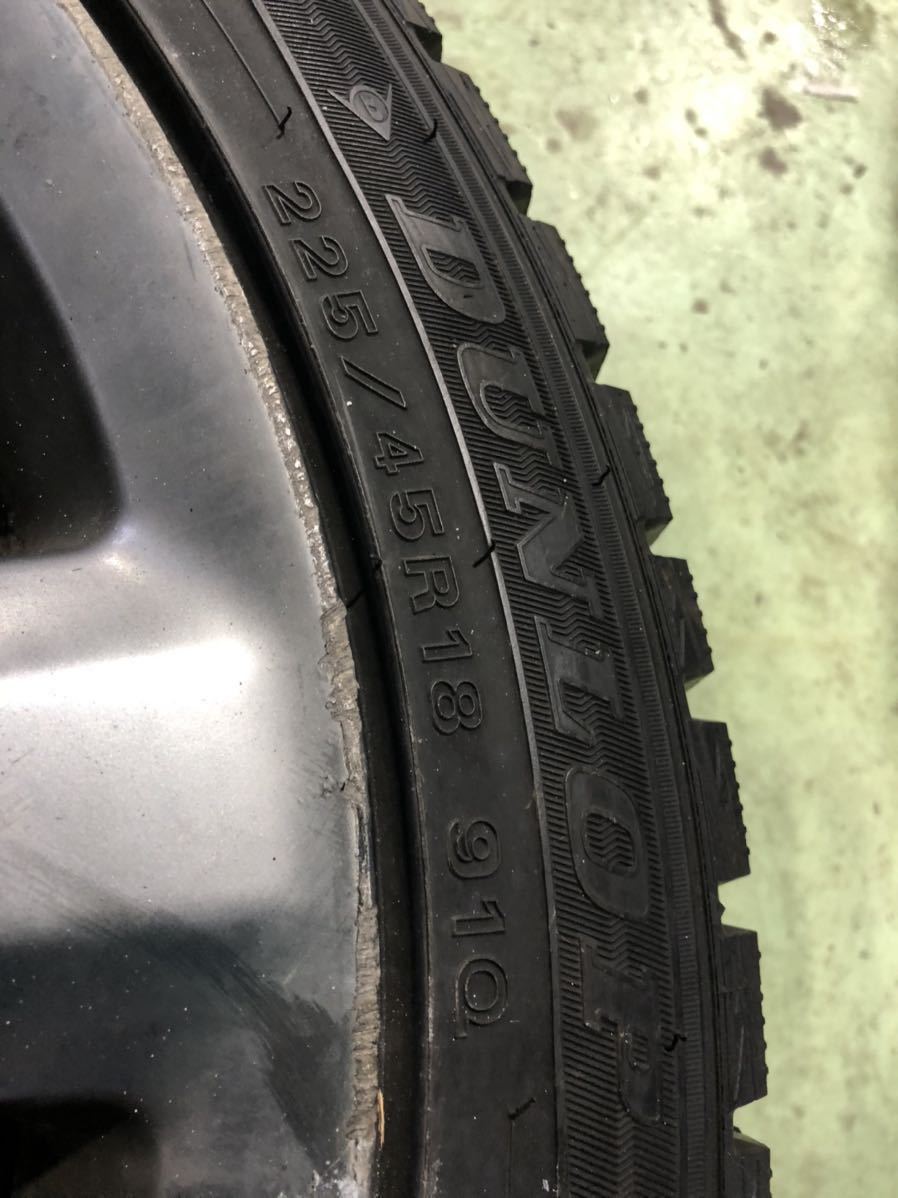 ウインターマックス　ダンロップ　バリ溝　225/45r18 4本　アルミ　タイヤ　セット　2017年製　クラウン　純正ホイール　バリ山 114.3