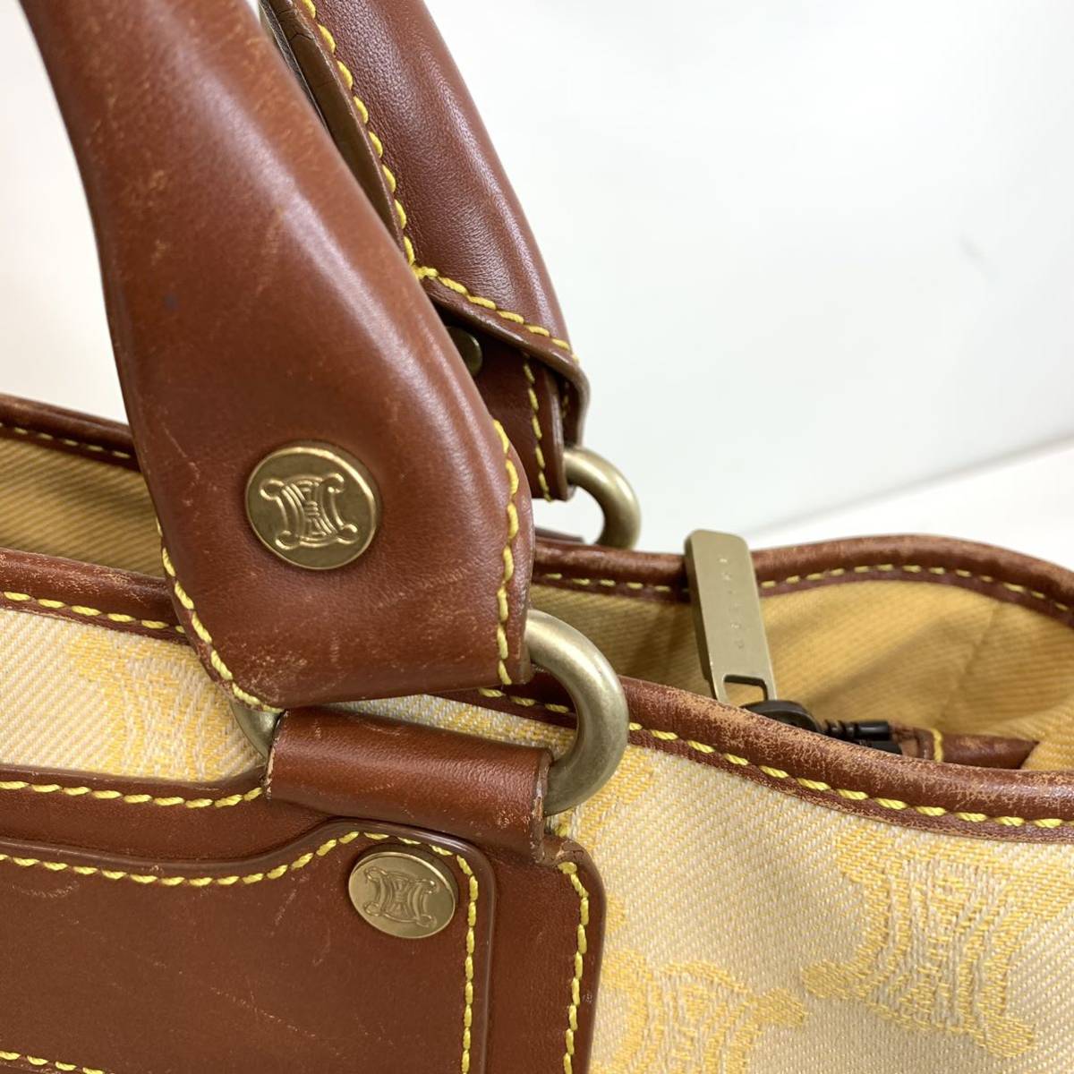 CELINE セリーヌ マカダム柄 ハンドバッグ ブギーバッグ イエロー 