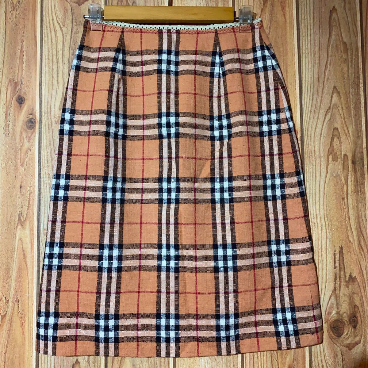 Burberry バーバリー チェック 膝丈 スカート オレンジ M ☆人気