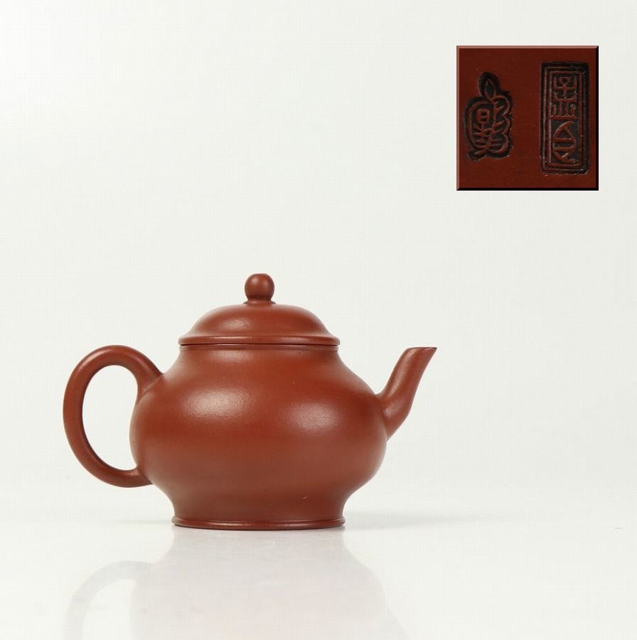 山水作主人 孟臣 款 朱泥急須 紫砂壷 中国美術 煎茶道具 急須