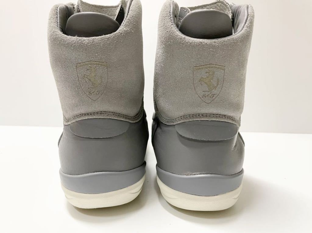 美品 イタリア製 PUMA FERRARI LIMITATE ESCLUSIVO MID プーマ フェラーリ ドライビング レザー スニーカー グレー us 7 JP 25 PUMA フェラーリ Ferrari Limited Decima “Miami”」は跳ね馬ロゴ