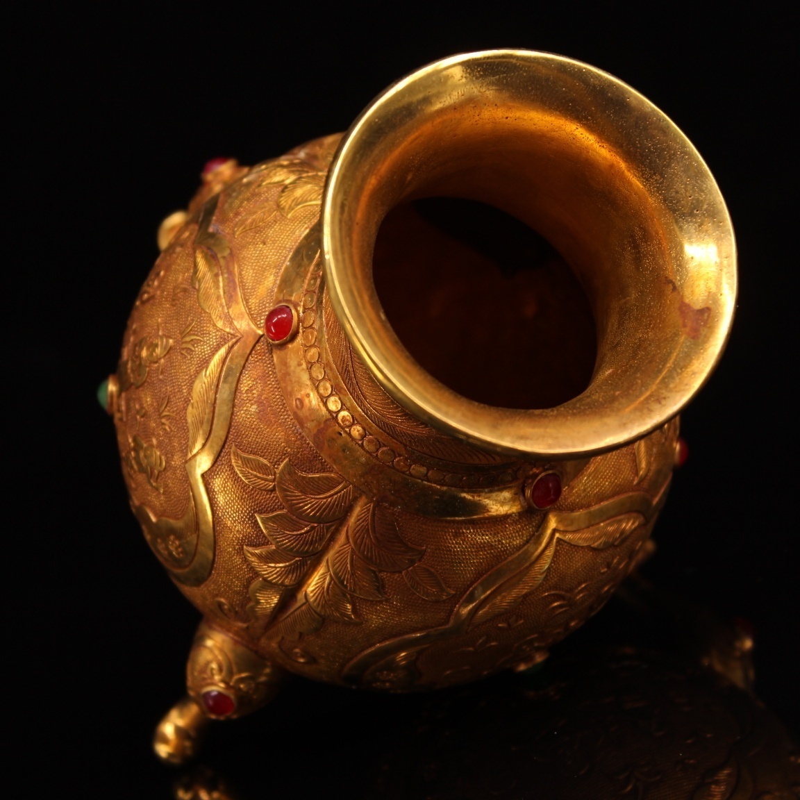 中国古美術 旧蔵 唐代 大唐貞觀款 鍍金銅酒杯 精銅製 小盃 純手作り