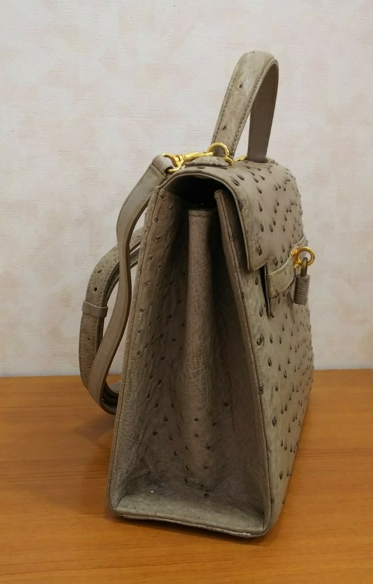 DALUVANI ダルバーニ オーストリッチ 2WAYバッグ グレー JRAタグ有 約 