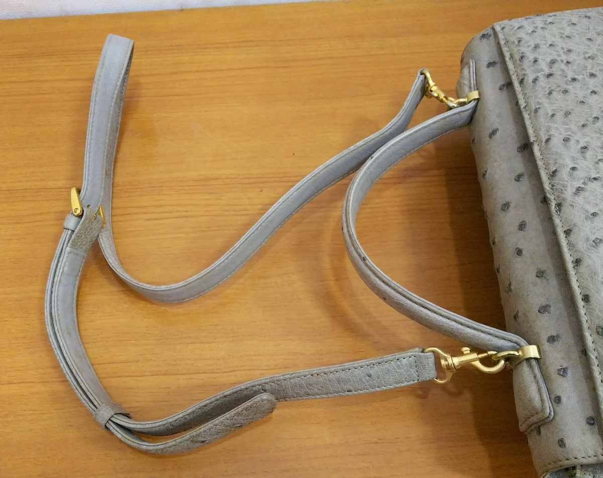 DALUVANI ダルバーニ オーストリッチ 2WAYバッグ グレー JRAタグ有 約 