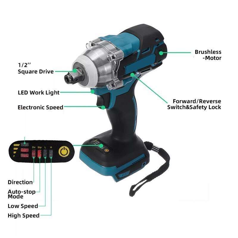 ★最安値★18V 520N m 電動ドライバーブラシレス　インパクトレンチ　ドリルドライバー　ホストマキタ リチウム　イオン　バッテリー_3