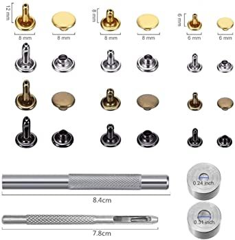  120セット カシメ レザークラフト カシメ打ち具 セット 革 道具 スタッズ 底鋲 打ち具 セット リベット パーツ DIY_2