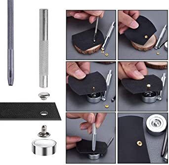  120セット カシメ レザークラフト カシメ打ち具 セット 革 道具 スタッズ 底鋲 打ち具 セット リベット パーツ DIY_4
