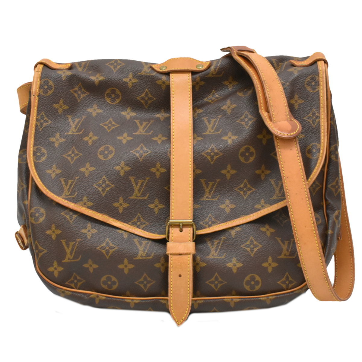本物 ルイヴィトン LOUIS VUITTON LV ソミュール 35 モノグラム ショルダーバッグ メッセンジャーバッグ ブラウン M42254