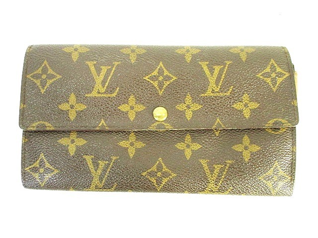 ルイヴィトン LOUIS VUITTON モノグラム ポシェット・ポルト モネ クレディ 長財布 茶 ブラウン M61725 QW