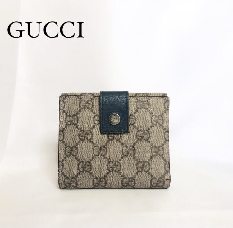 GUCCI グッチ　折り財布　キャンバス　メタルロゴ　GG ブラウン 楽天市場】GUCCI グッチ 小銭入れ付きWホック二つ折り財布ダブルG