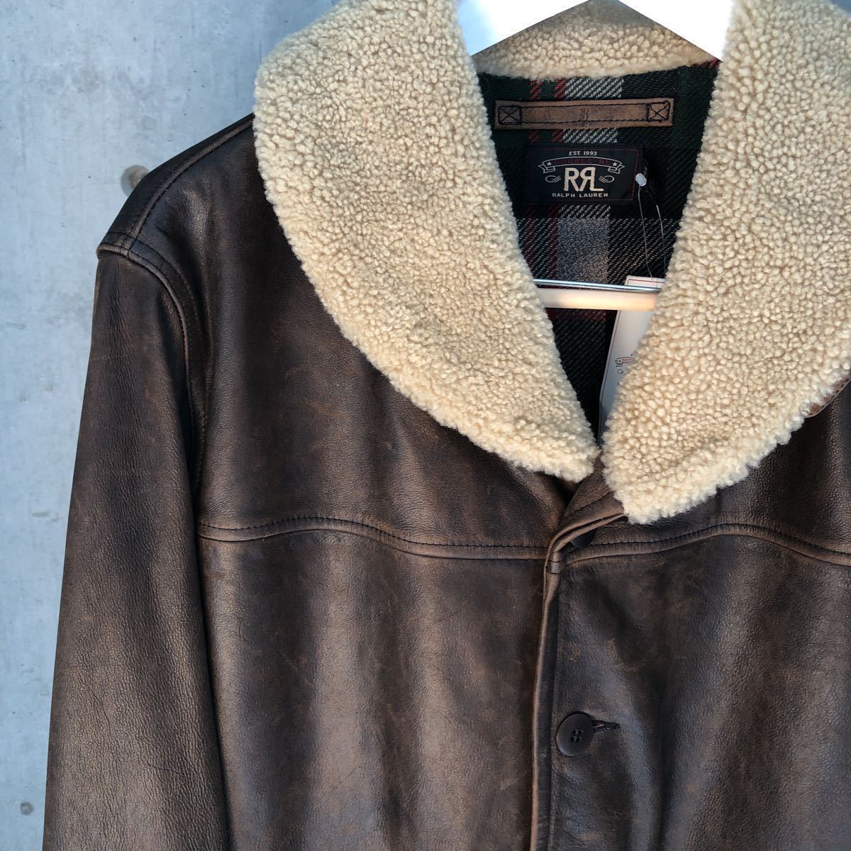 1円スタートRRL ダブルアールエル レザージャケット 新品 シアリング 