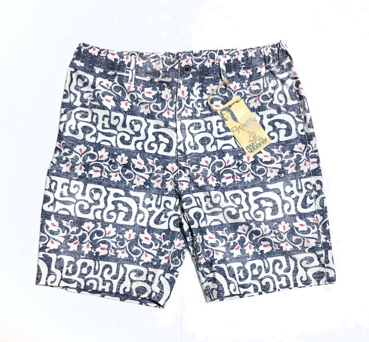 【新品】reyn spooner レインスプーナー ハワイアンエスニック ハーフ パンツ XL 定価5，830円 レインスプーナー spooner アロハシャツ ELVIS 126-5598 ハワイ老舗ブランド