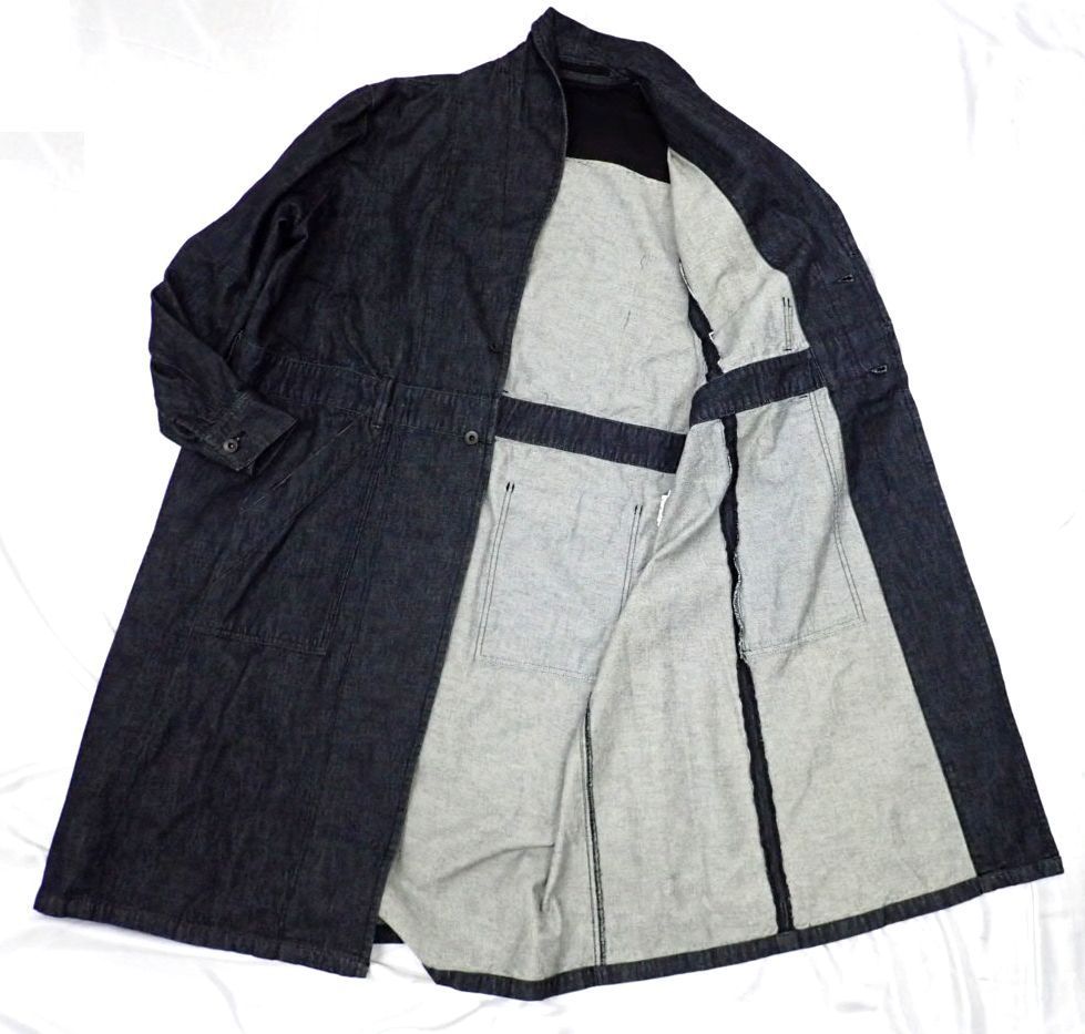 Julius ユリウス デニムガウンコート 1 メンズll相当 ダークインディゴ コットン100 ベルト バックプリント付 男性用 売買されたオークション情報 Yahooの商品情報をアーカイブ公開 オークファン Aucfan Com