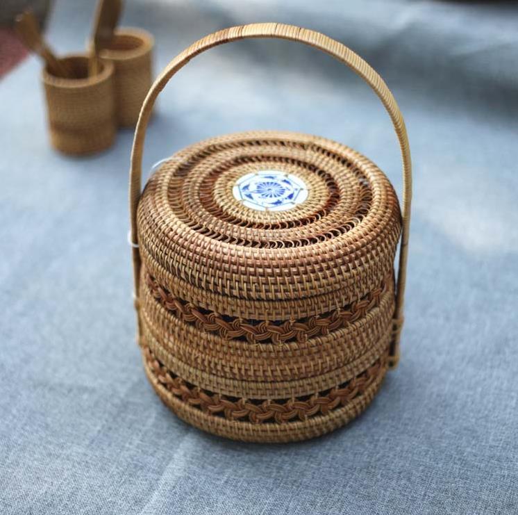 バスケット 収納かご 持ち手 新品 おしゃれ竹籠 編み 取っ手 竹工芸