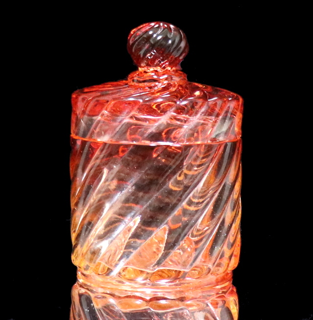 オールド・バカラ (BACCARAT) 1900年頃 バンブー ローズ グラデーション 小物入れ 蓋物 ジャー キャンディボックス 赤 アンティーク