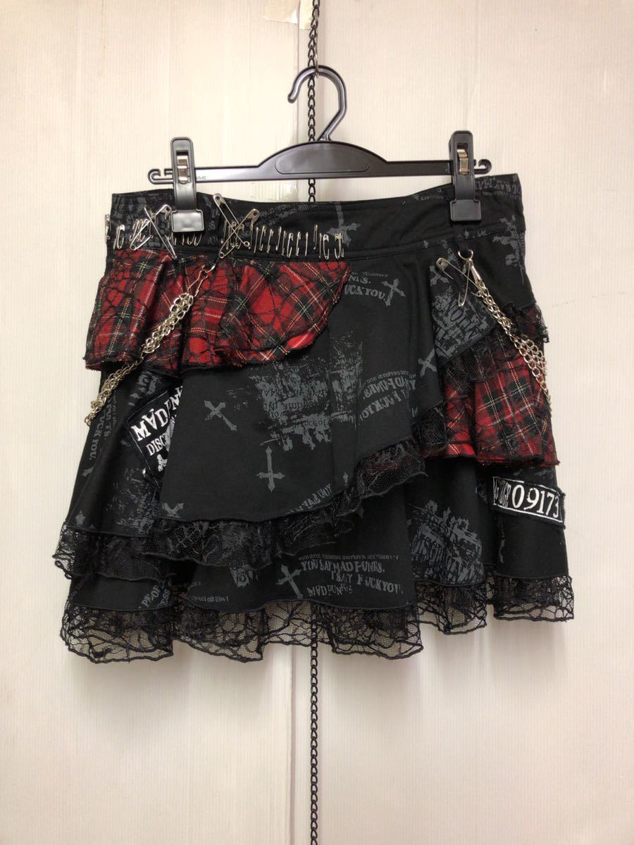 MAD PUNKS】アシンメトリーカスタムスカート/マッドパンクス/チェーン
