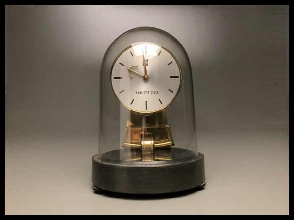 白蓮】ナショナル TRANSISTOR CLOCK 置時計 振り子 昭和レトロ