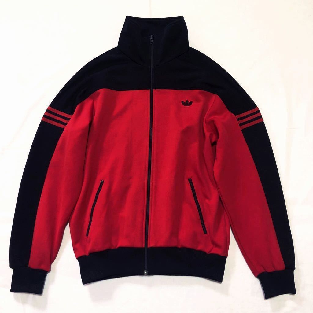  トラックジャケット70s 西ドイツ デサント 赤黒 サイズ6 サイズ6☆美品 70s 西ドイツ製 アディダス デサント ジャージ 赤 黒