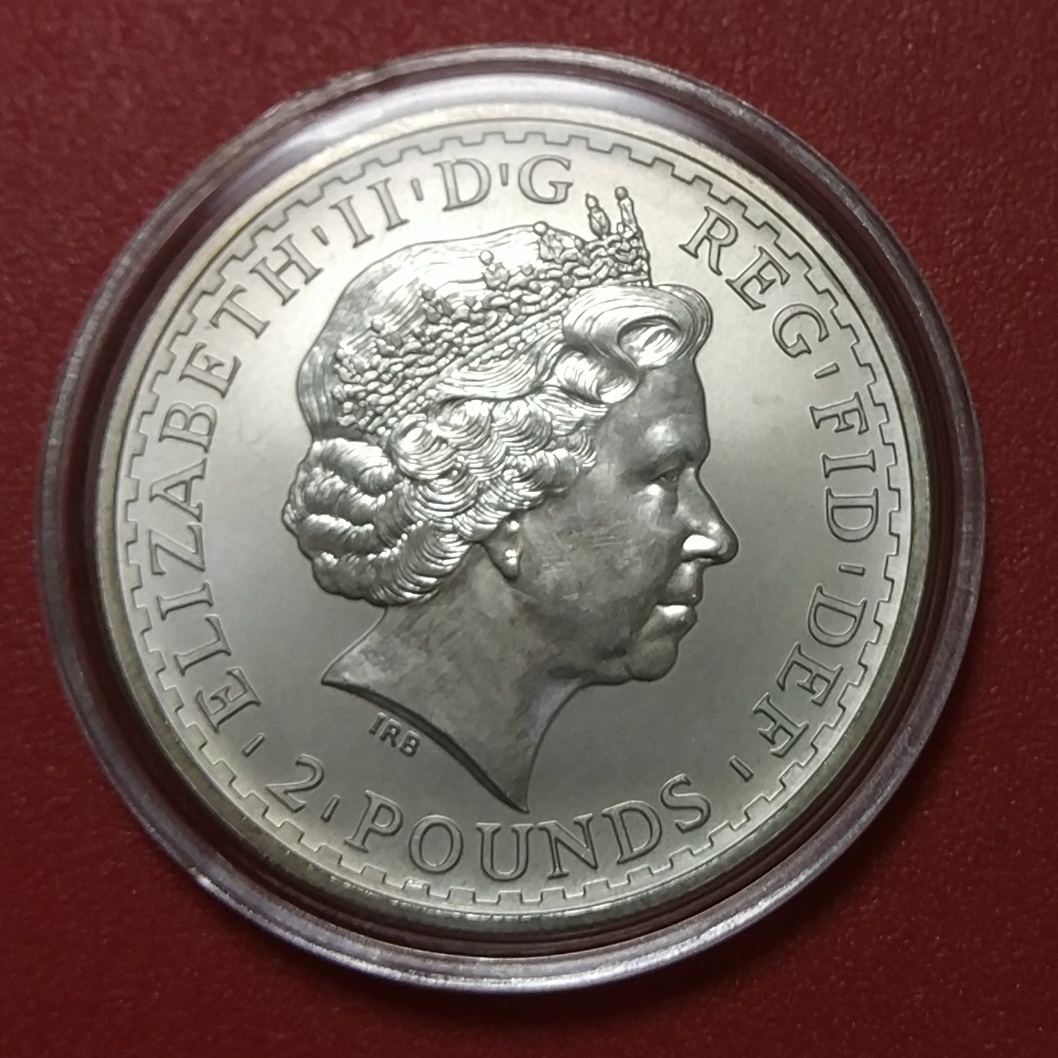 2002年 英国 イギリス ブリタニア コイン 2ポンド銀貨 エリザベス 1  