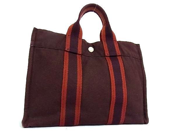 1円 □美品□ HERMES エルメス フールトゥPM キャンバス シルバー金具 