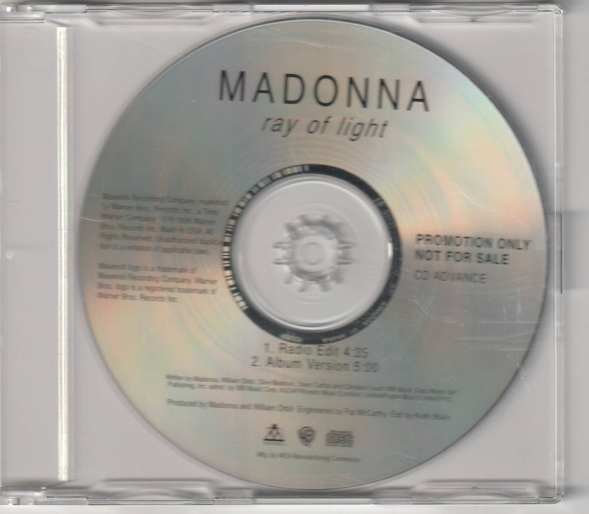 【定番人気，100%新品】 MADONNA マドンナ Ray Of Light 1998年 US 2-track ADVANCE プロモ CD シングル ： PROMOTION ONLY NOT FOR SALE CD ADVANCE(Madonna)｜売買されたオークション情報、yahooの商品情報をアーカイブ公開 - オークファン M